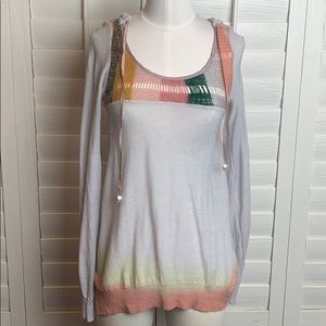 Free people gray knit sweater with a hood XS